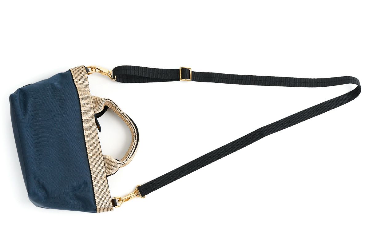 VIOLAd'ORO ヴィオラドーロ GINO ジーノ ナイロン×ゴールドテープトートバッグS V-2036