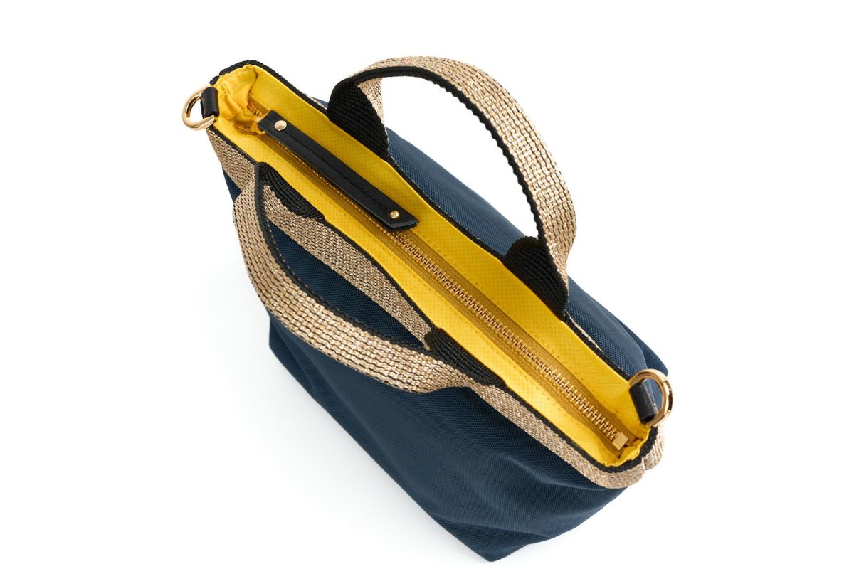 VIOLAd'ORO ヴィオラドーロ GINO ジーノ ナイロン×ゴールドテープトートバッグS V-2036