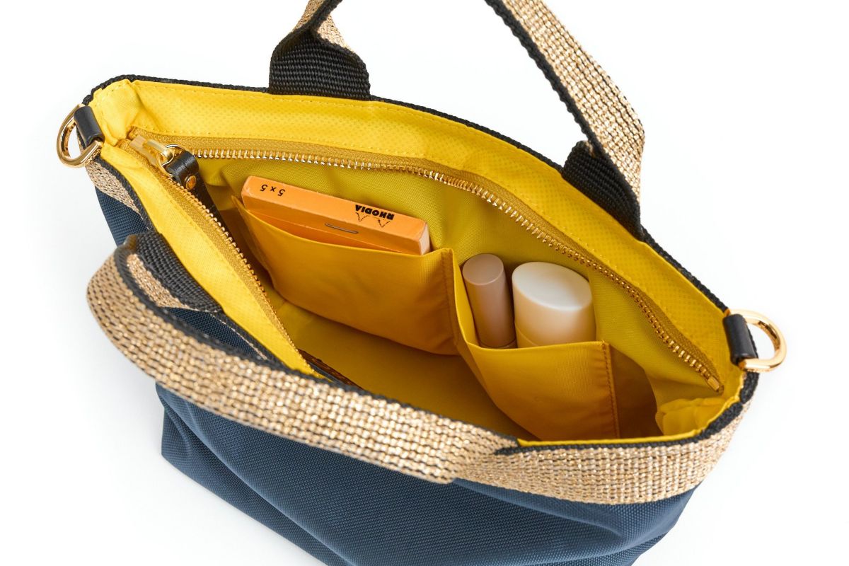 VIOLAd'ORO ヴィオラドーロ GINO ジーノ ナイロン×ゴールドテープトートバッグS V-2036