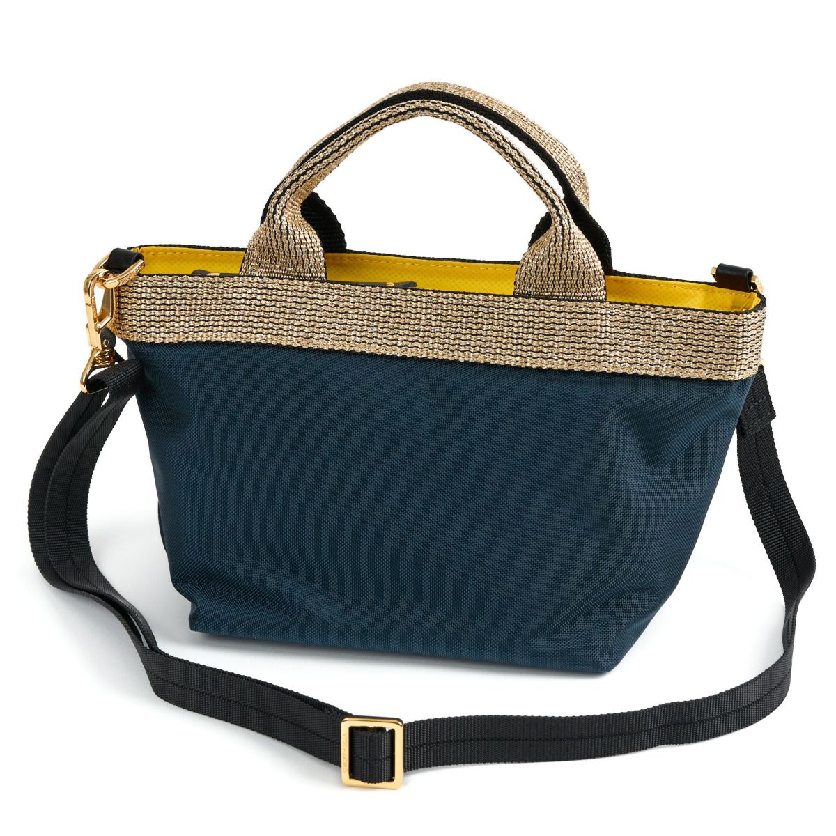 VIOLAd'ORO ヴィオラドーロ GINO ジーノ ナイロン×ゴールドテープトートバッグS V-2036