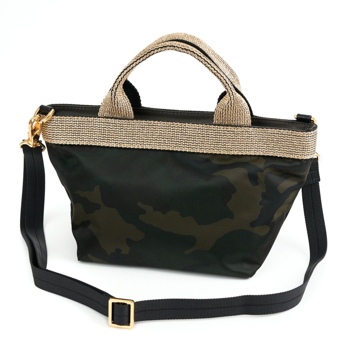 VIOLAd'ORO ヴィオラドーロ GINO ジーノ ナイロン×ゴールドテープトートバッグS V-2036