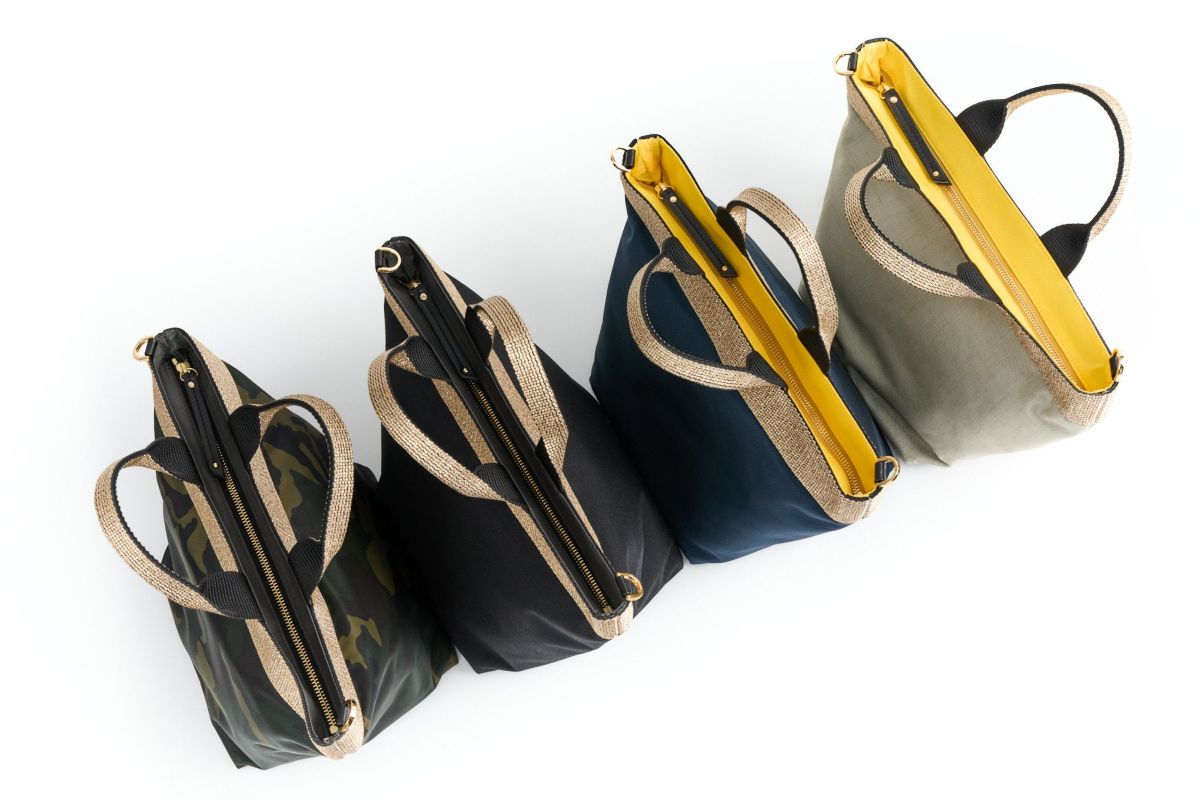 VIOLAd'ORO ヴィオラドーロ GINO ジーノ ナイロン×ゴールドテープトートバッグM V-2037