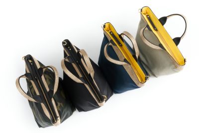 VIOLAd'ORO ヴィオラドーロ GINO ジーノ ナイロン×ゴールドテープトートバッグM V-2037