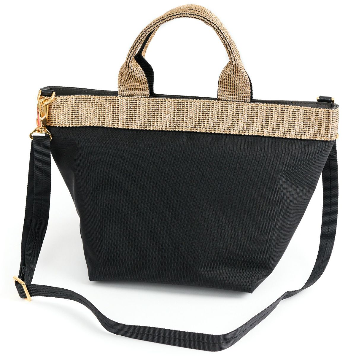 VIOLAd'ORO ヴィオラドーロ GINO ジーノ ナイロン×ゴールドテープトートバッグM V-2037