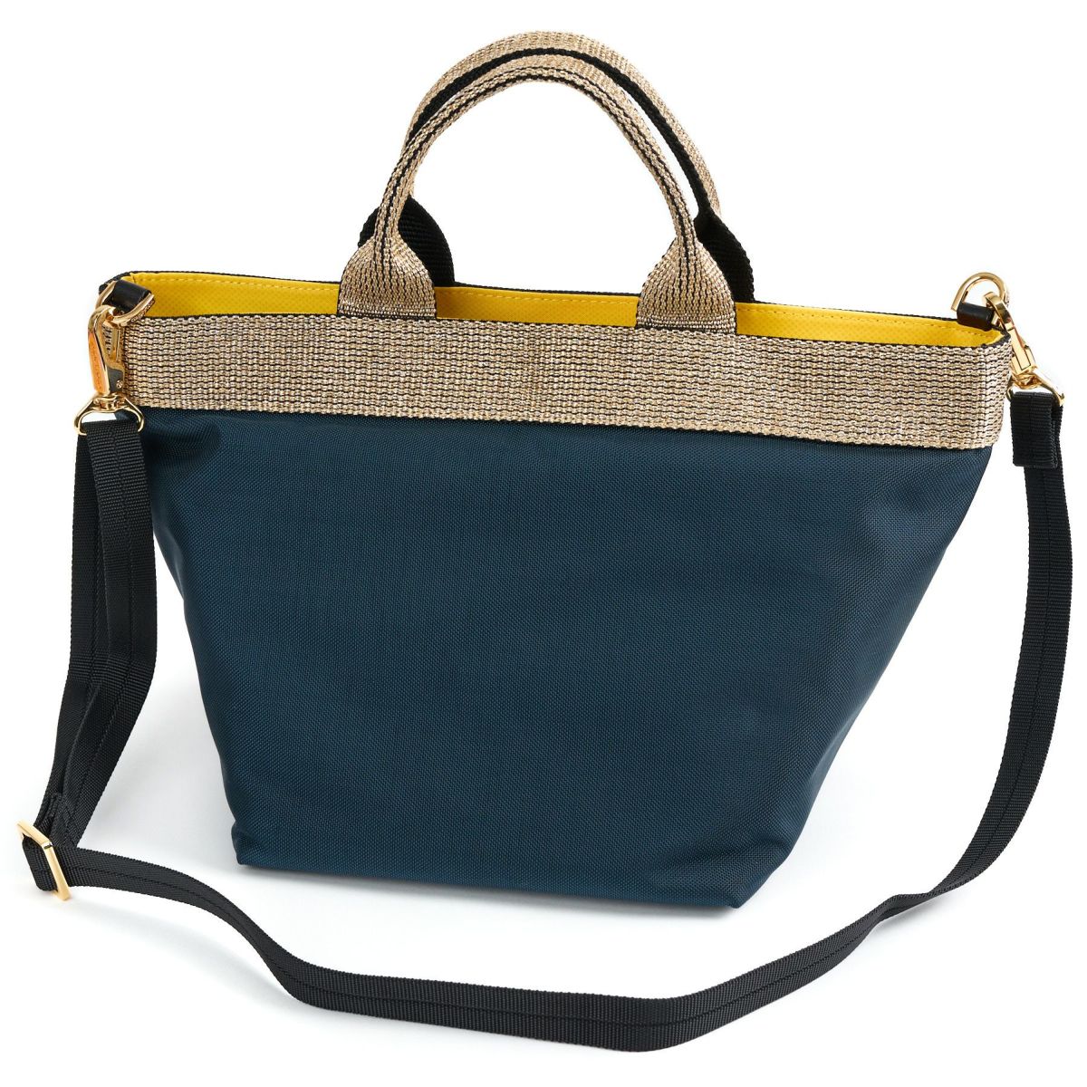 VIOLAd'ORO ヴィオラドーロ GINO ジーノ ナイロン×ゴールドテープトートバッグM V-2037