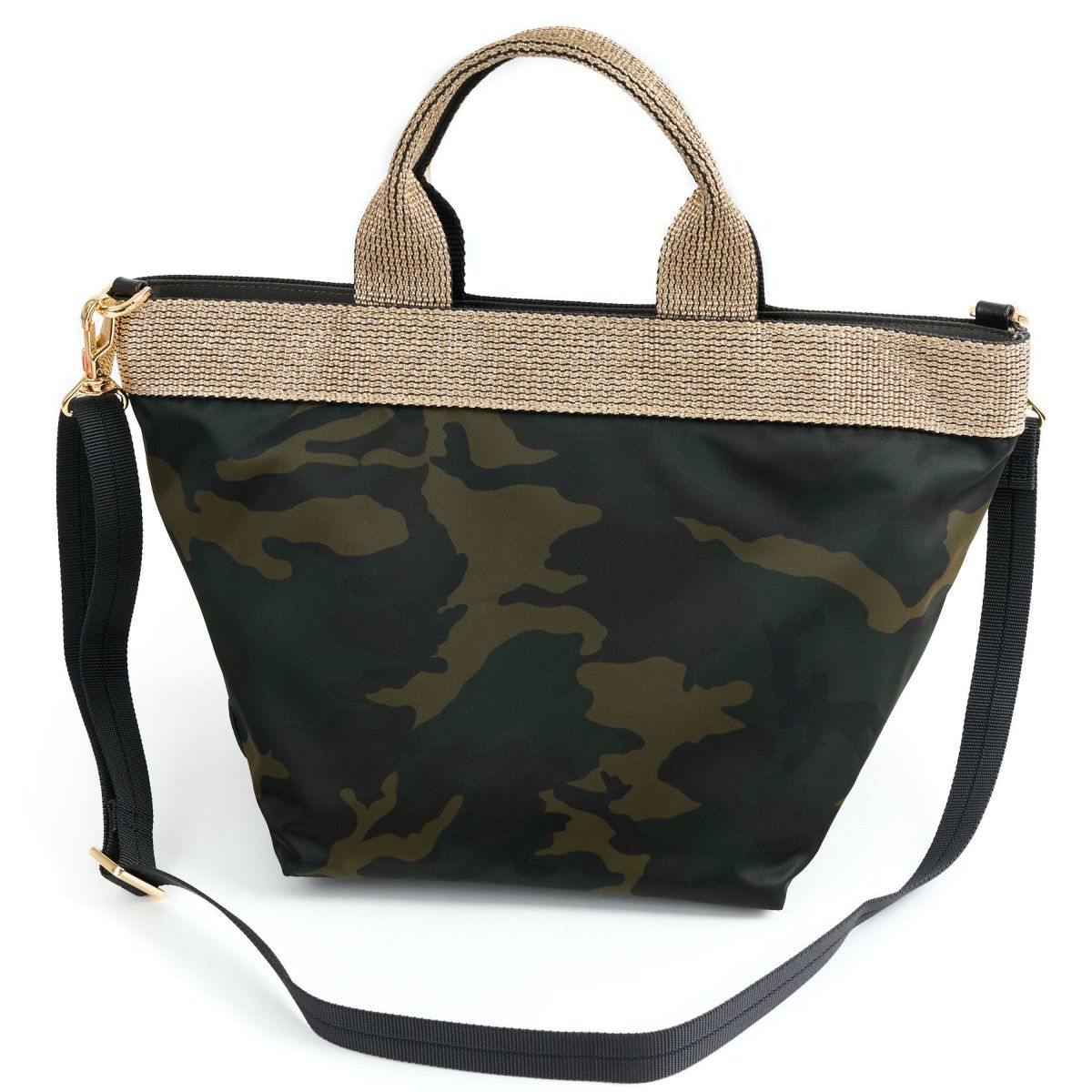 VIOLAd'ORO ヴィオラドーロ GINO ジーノ ナイロン×ゴールドテープトートバッグM V-2037