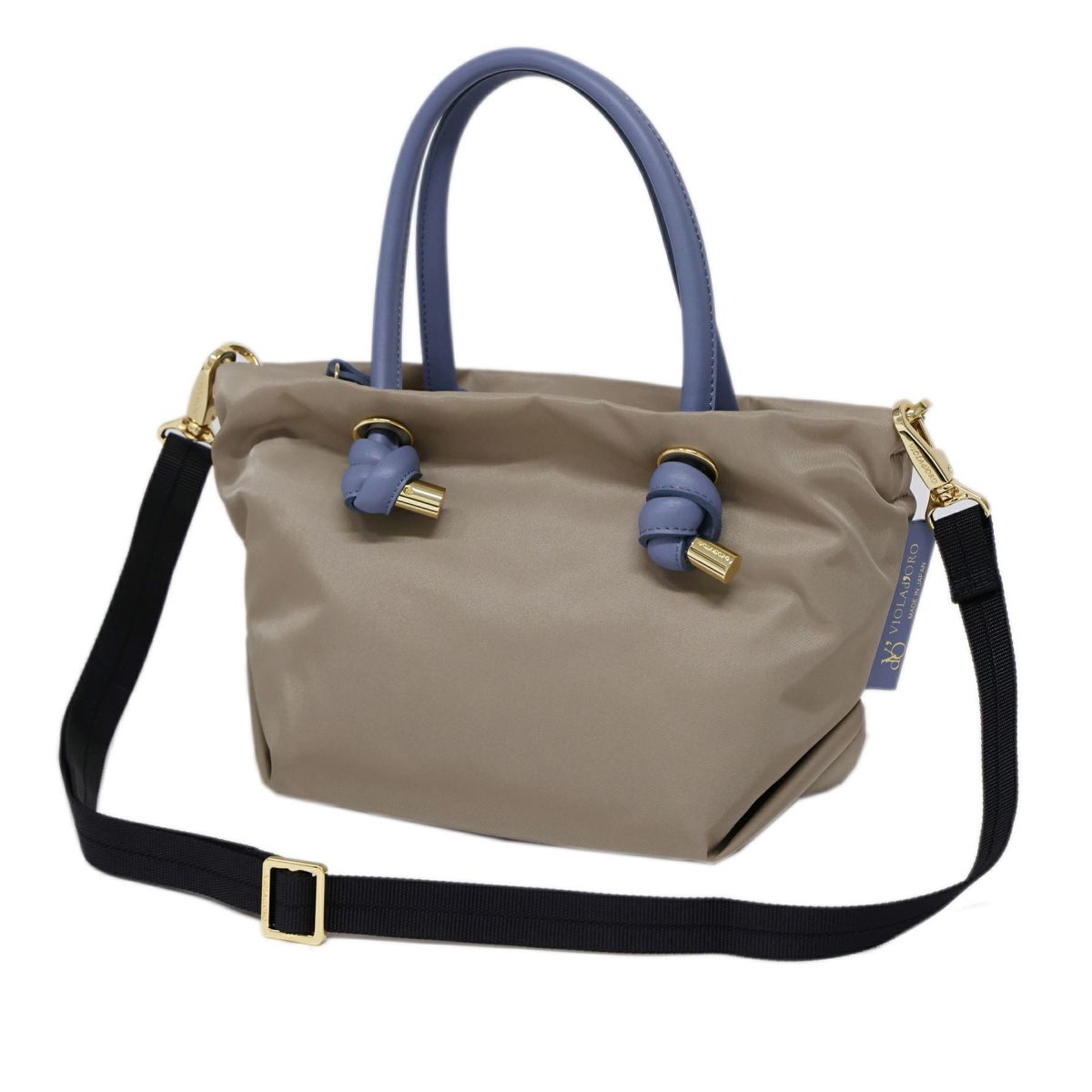 VIOLAd'ORO ヴィオラドーロ BIANCA ビアンカ ノットハンドルトートバッグXS V-2197