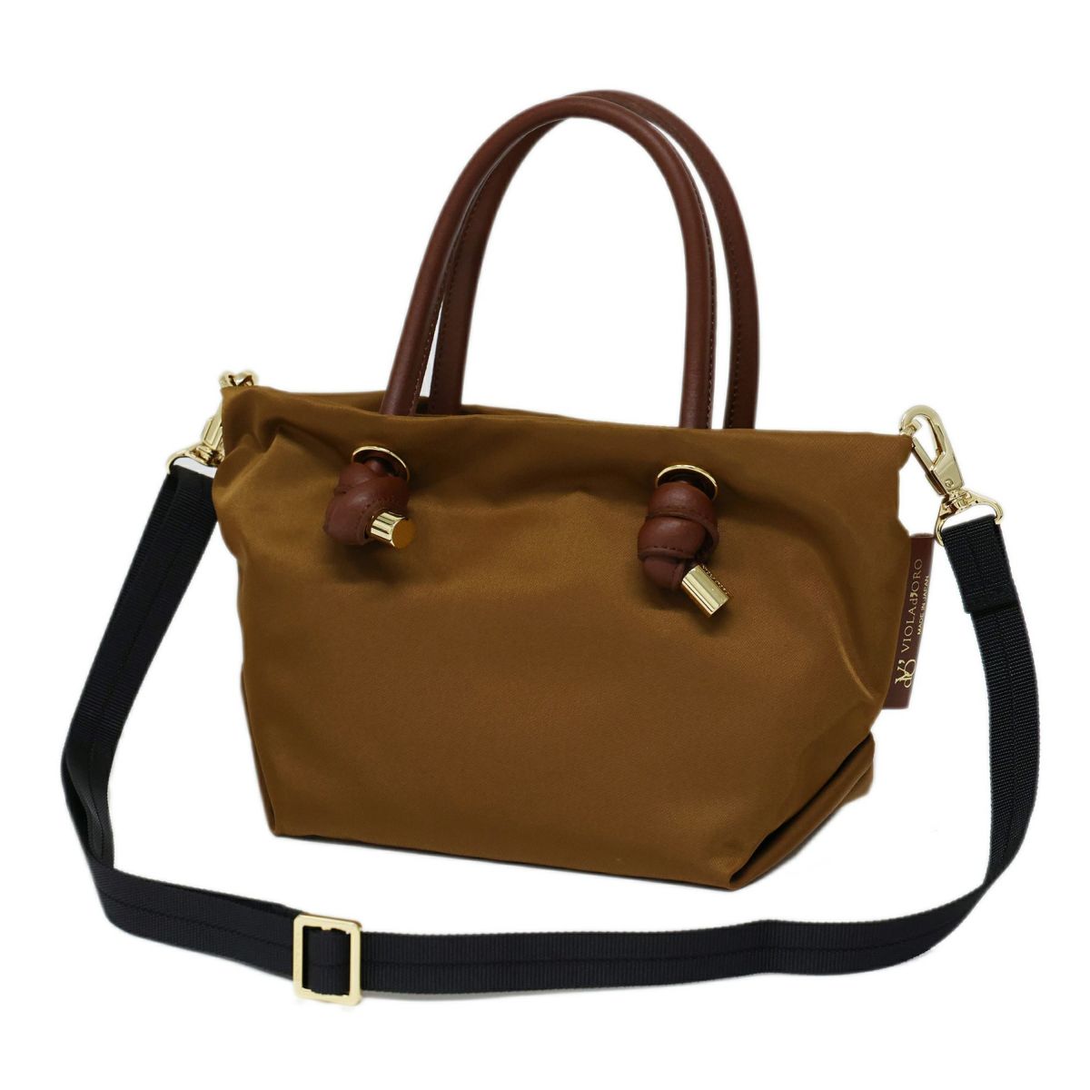 VIOLAd'ORO ヴィオラドーロ BIANCA ビアンカ ノットハンドルトートバッグXS V-2197