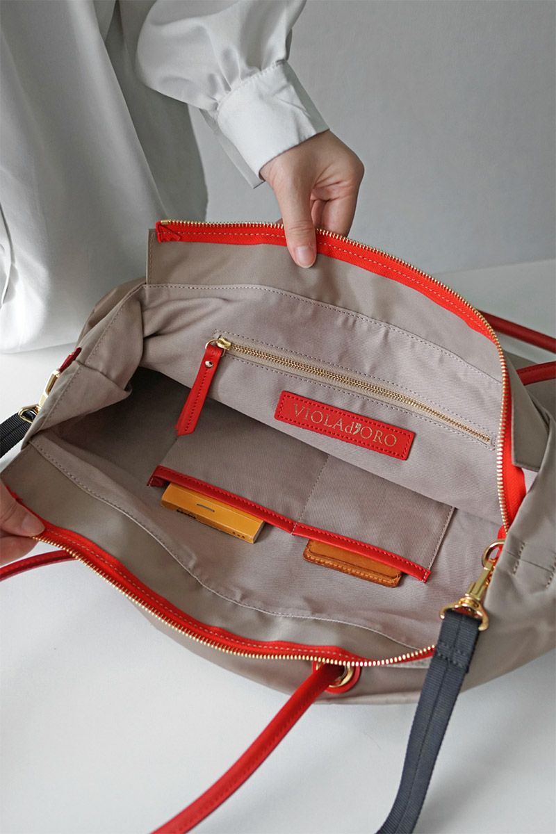 VIOLAd'ORO ヴィオラドーロ BIANCA ビアンカ ノットハンドルトートバッグML V-2204