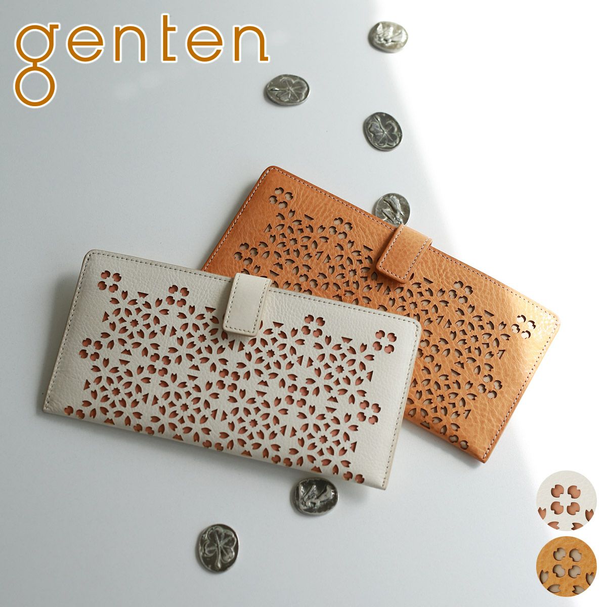 genten ゲンテン Flutter cut work フラッターカットワーク 薄型長財布 49595