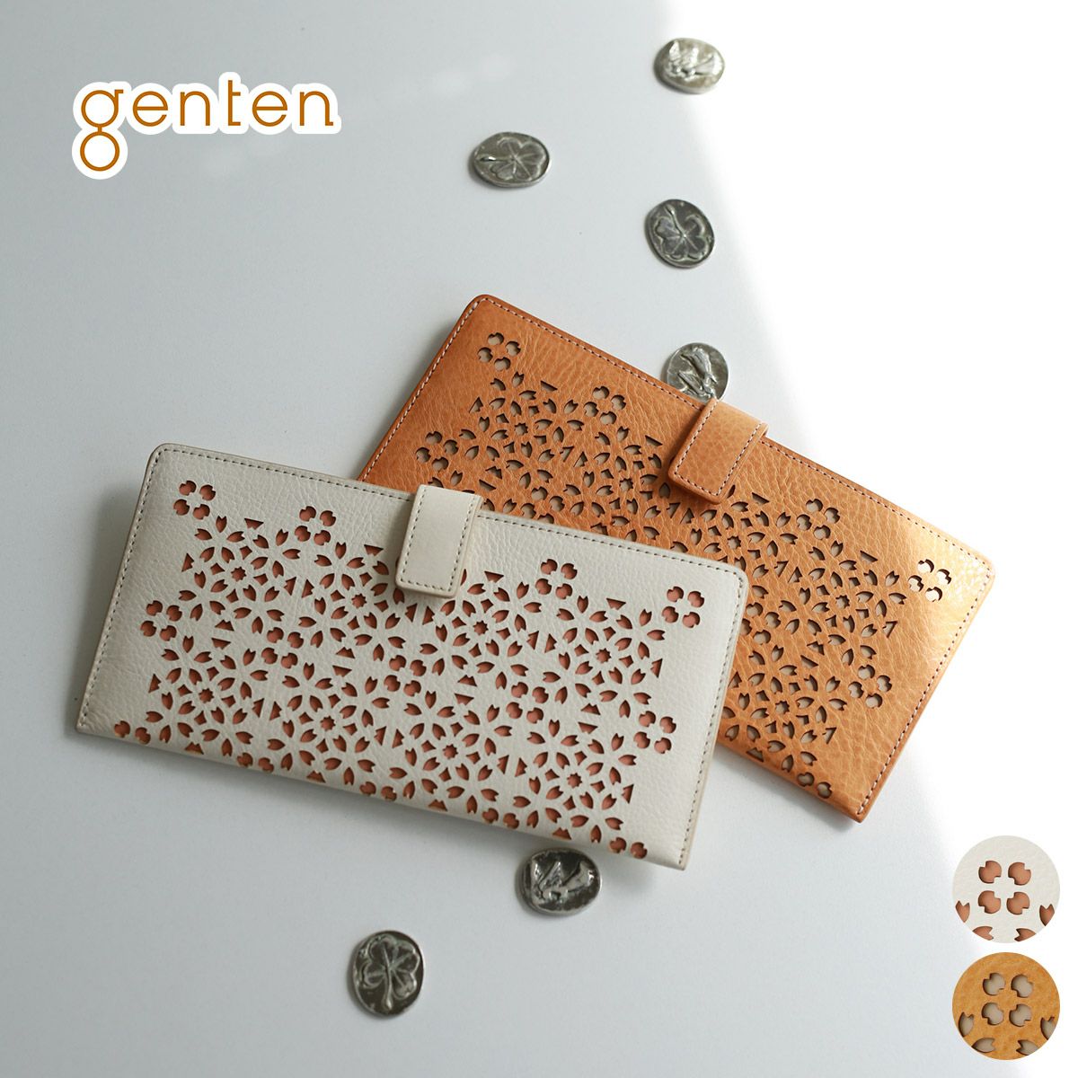 genten ゲンテン Flutter cut work フラッターカットワーク 薄型長財布 49595