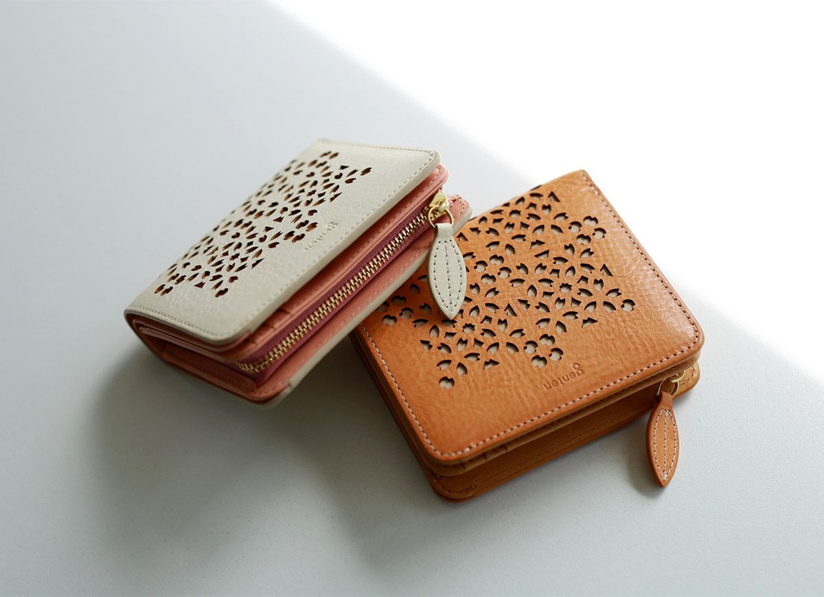 genten ゲンテン Flutter cut work フラッターカットワーク 小銭入れ付き二つ折り財布 49596