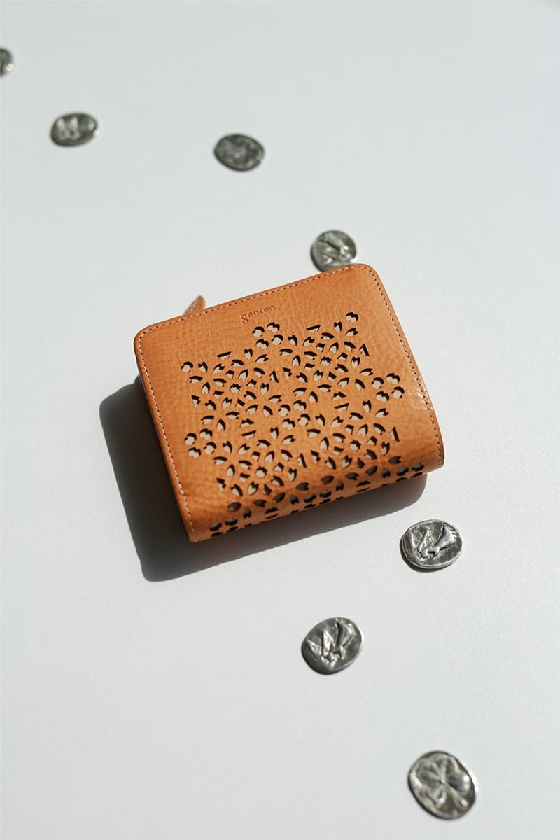 genten ゲンテン Flutter cut work フラッターカットワーク 小銭入れ付き二つ折り財布 49596