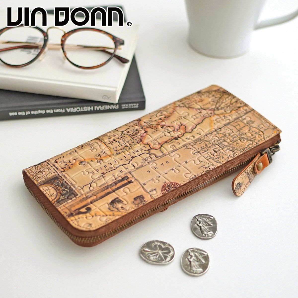 VIA DOAN ヴィア ドアン Map マップ 小銭入れ付き長財布（L字ファスナー式） 365