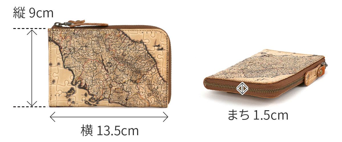 VIA DOAN ヴィア ドアン Map マップ 小銭入れ付き財布（L字ファスナー式） 366