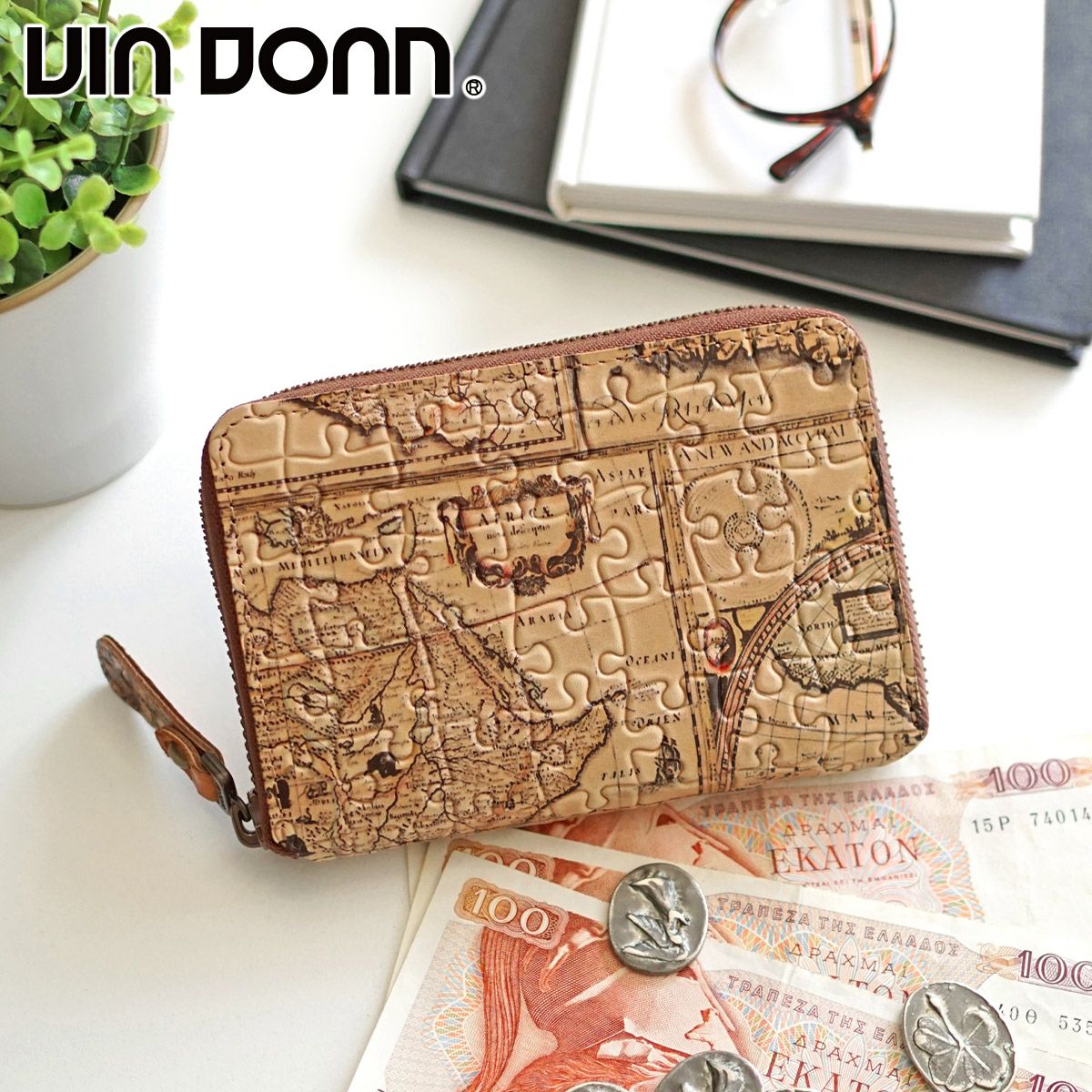 VIA DOAN ヴィア ドアン Map マップ 小銭入れ付き二つ折り財布（ラウンドファスナー式 ） 367