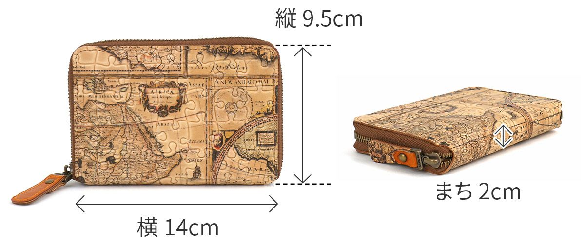 VIA DOAN ヴィア ドアン Map マップ 小銭入れ付き二つ折り財布（ラウンドファスナー式 ） 367