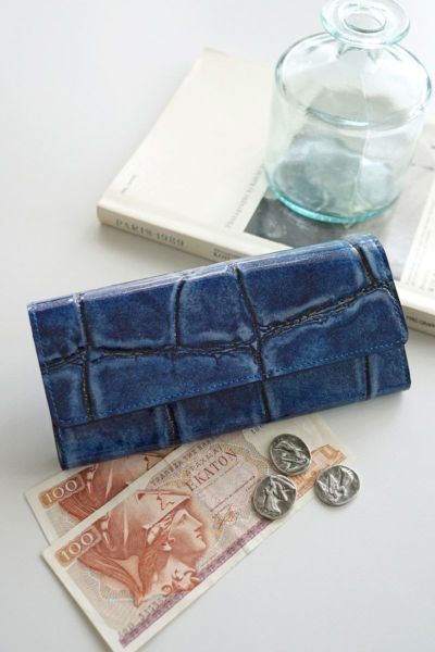 VIA DOAN ヴィア ドアン Large croco ラージクロコ 小銭入れ付き長財布 972