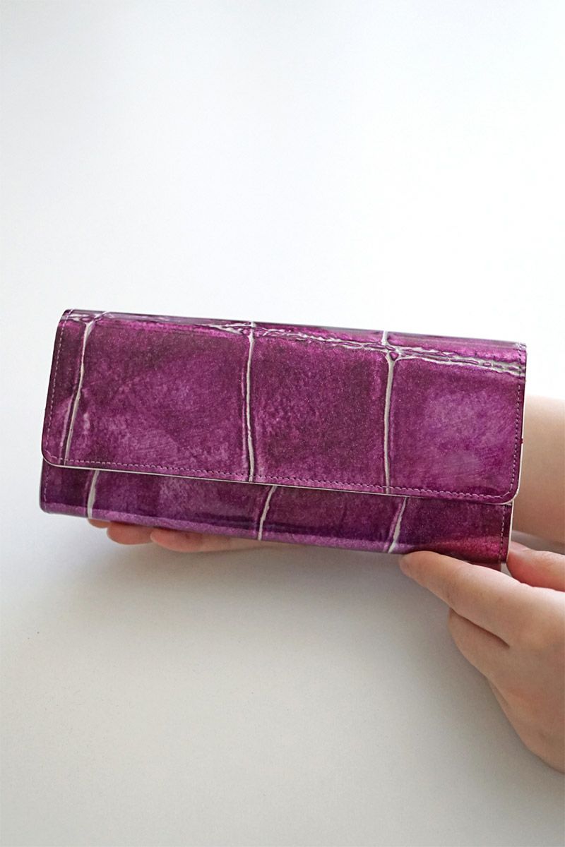 VIA DOAN ヴィア ドアン Large croco ラージクロコ 小銭入れ付き長財布 972