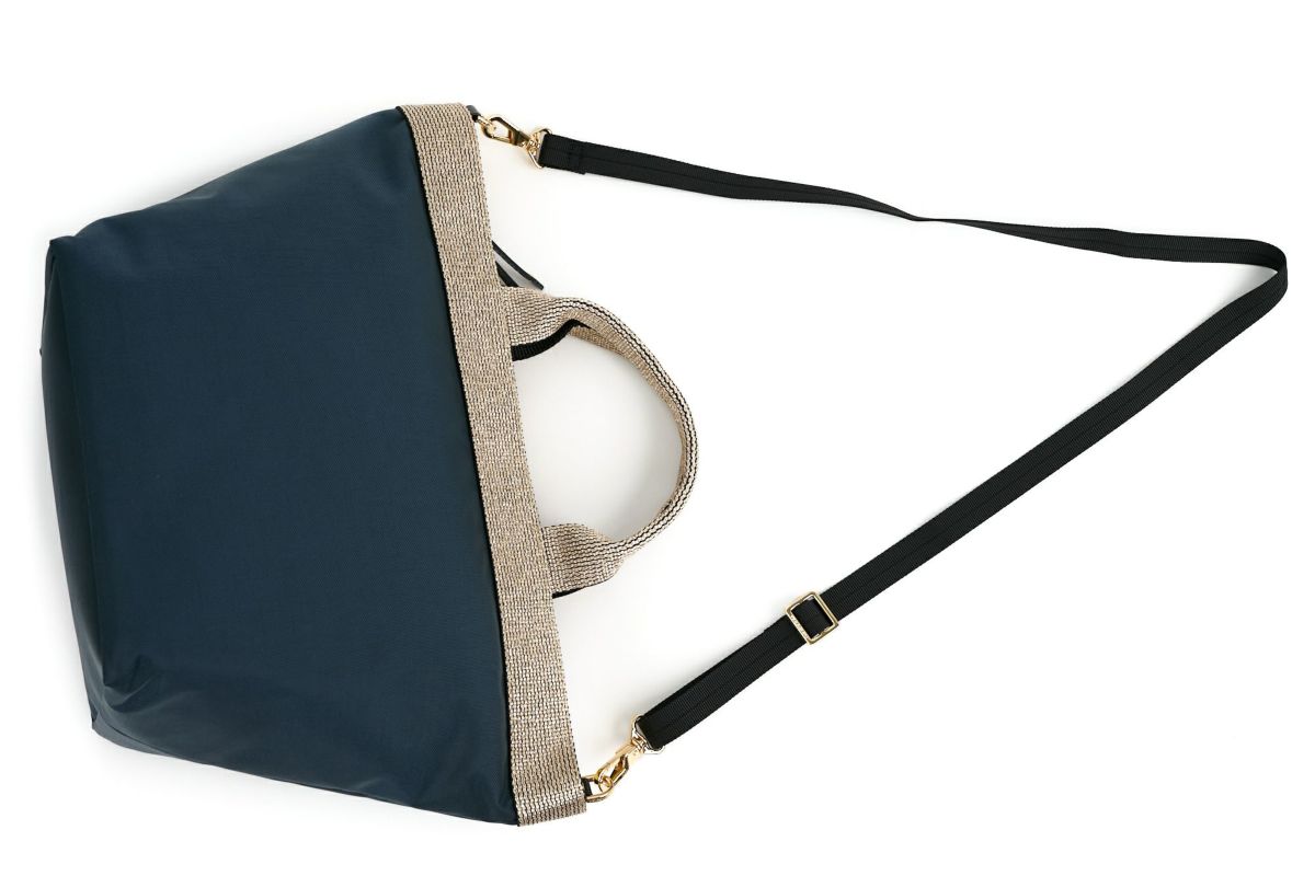 VIOLAd'ORO ヴィオラドーロ GINO ジーノ ナイロン×ゴールドテープトートバッグ(L) V-2039