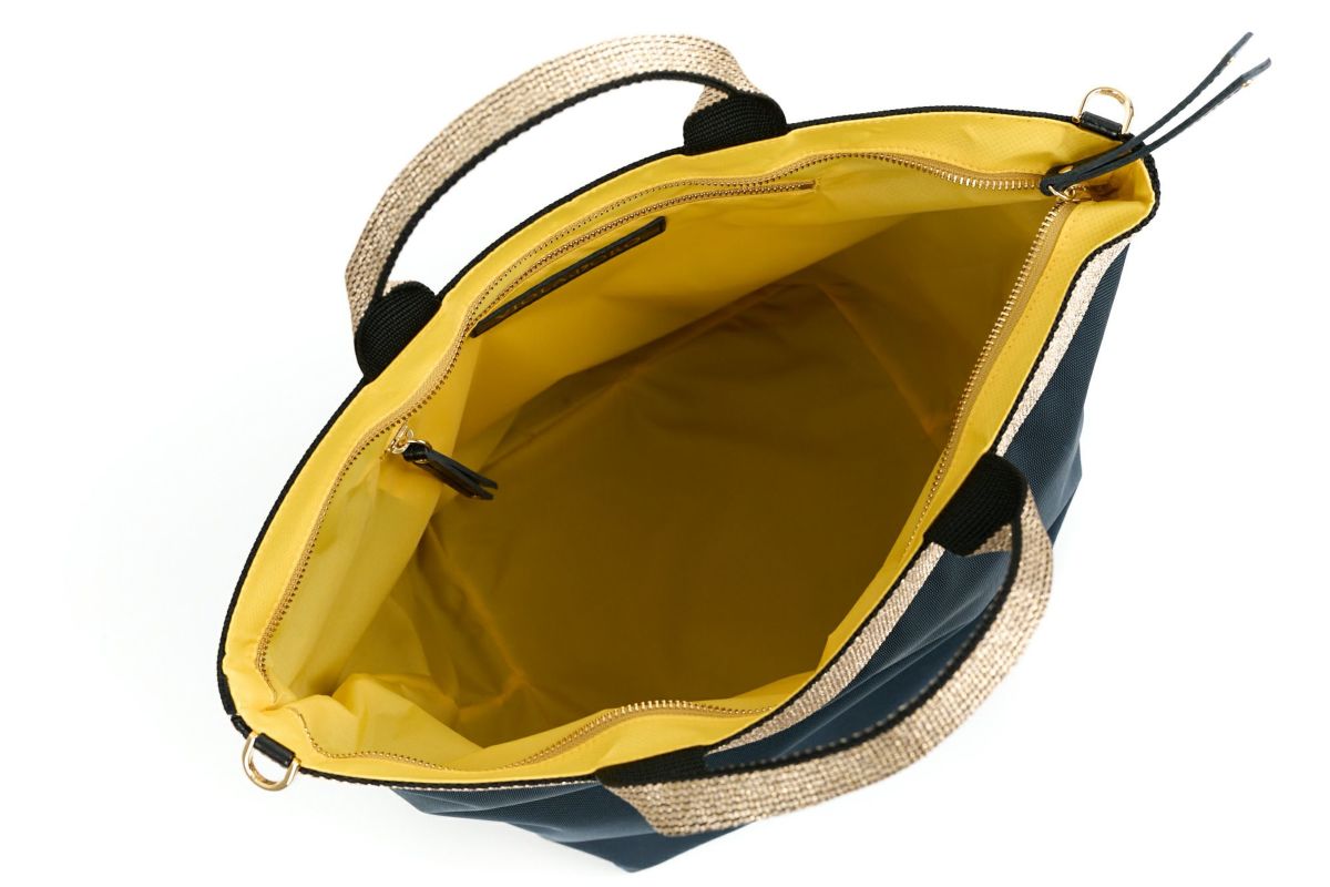 VIOLAd'ORO ヴィオラドーロ GINO ジーノ ナイロン×ゴールドテープトートバッグ(L) V-2039