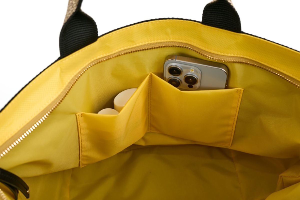 VIOLAd'ORO ヴィオラドーロ GINO ジーノ ナイロン×ゴールドテープトートバッグ(L) V-2039