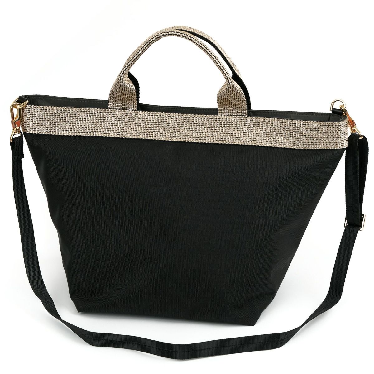 VIOLAd'ORO ヴィオラドーロ GINO ジーノ ナイロン×ゴールドテープトートバッグ(L) V-2039