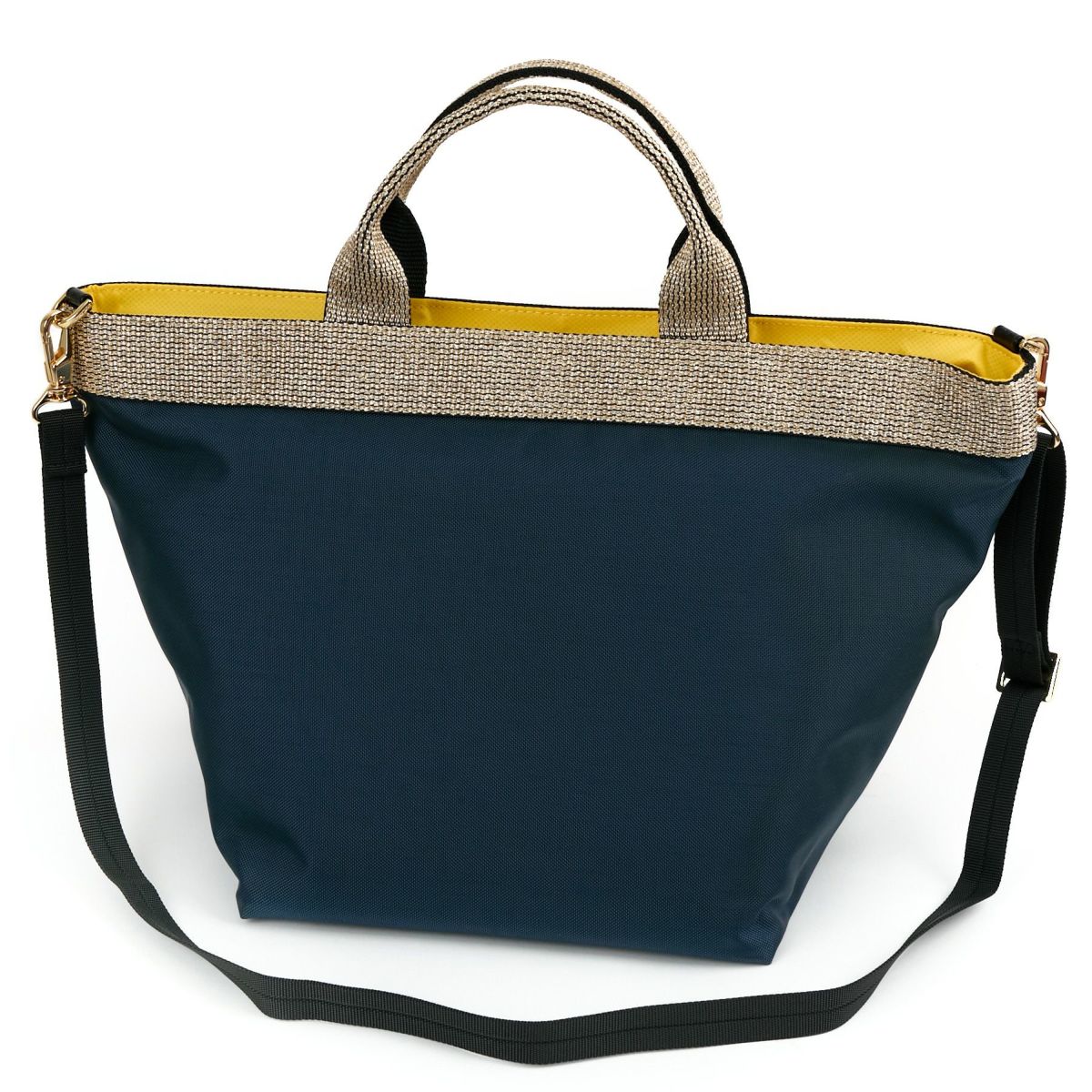 VIOLAd'ORO ヴィオラドーロ GINO ジーノ ナイロン×ゴールドテープトートバッグ(L) V-2039