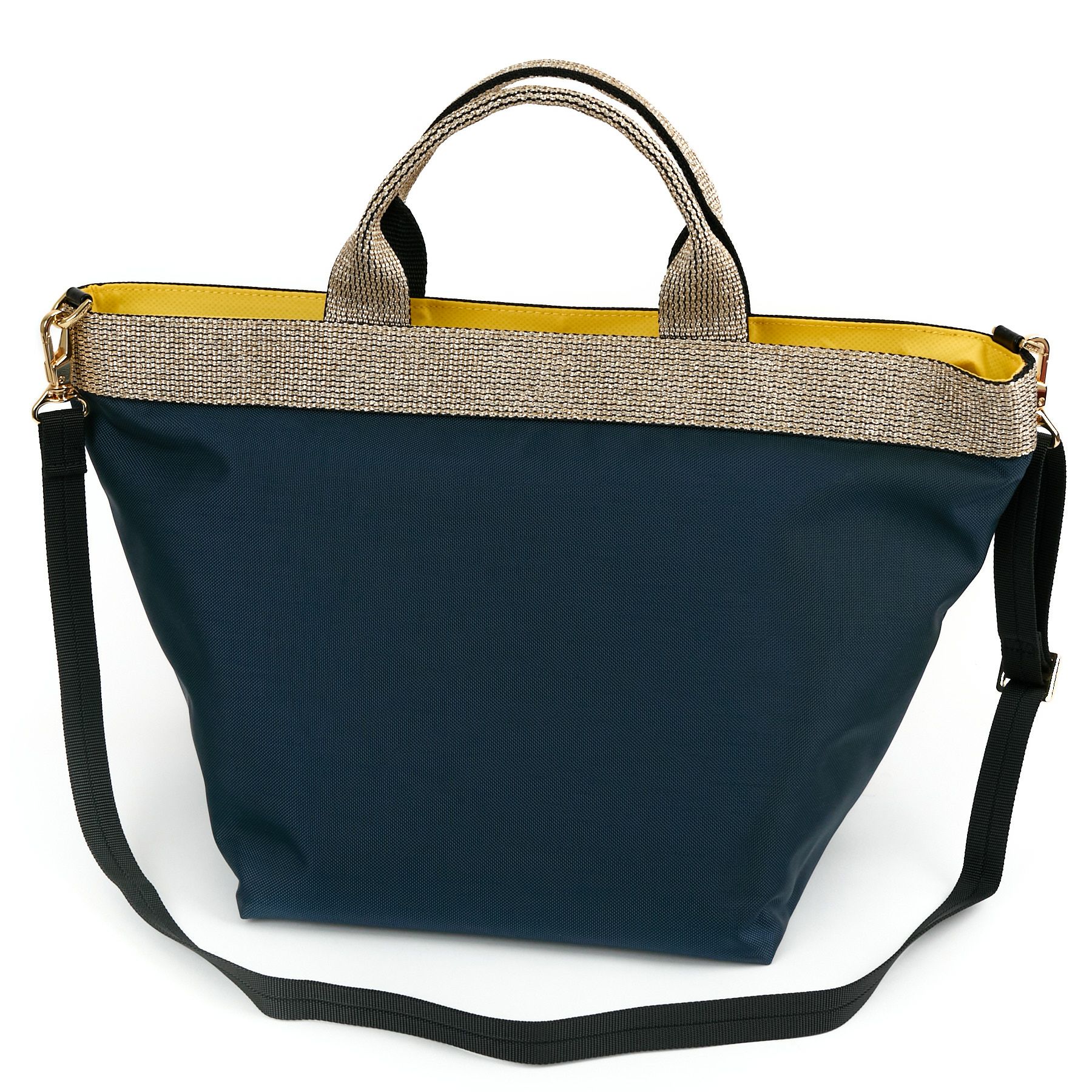 VIOLAd'ORO ヴィオラドーロ GINO ジーノ ナイロン×ゴールドテープトートバッグ(L) V-2039