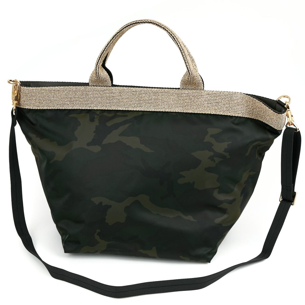 VIOLAd'ORO ヴィオラドーロ GINO ジーノ ナイロン×ゴールドテープトートバッグ(L) V-2039