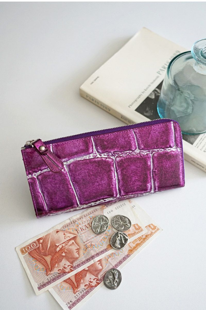 VIA DOAN ヴィア ドアン Large croco ラージクロコ 小銭入れ付き長財布（L字ファスナー式） 965