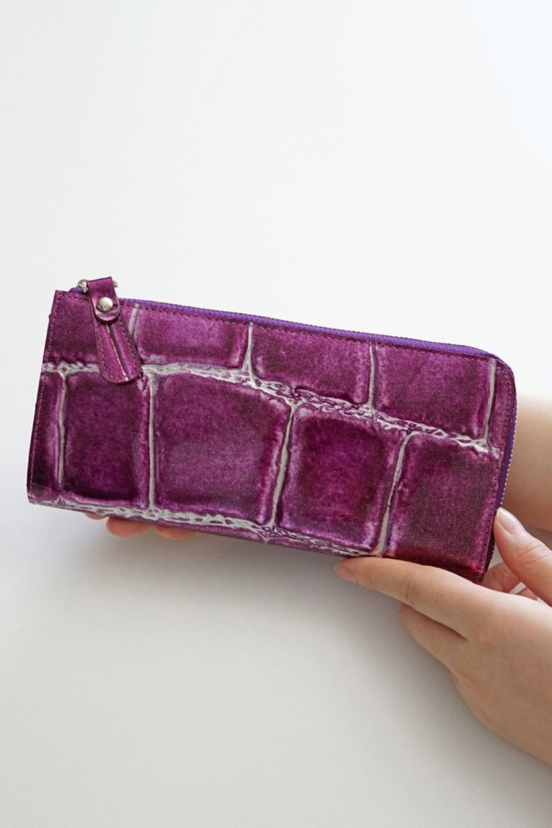 VIA DOAN ヴィア ドアン Large croco ラージクロコ 小銭入れ付き長財布（L字ファスナー式） 965