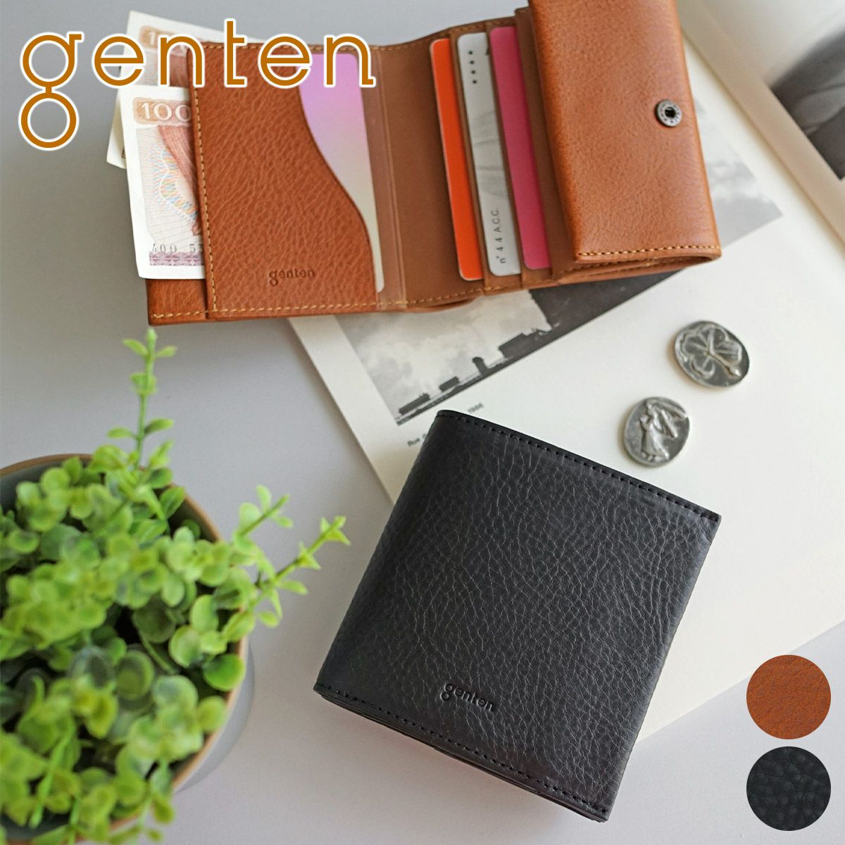 genten ゲンテン Minerva2 ミネルヴァ2 小銭入れ付き二つ折り財布 44445