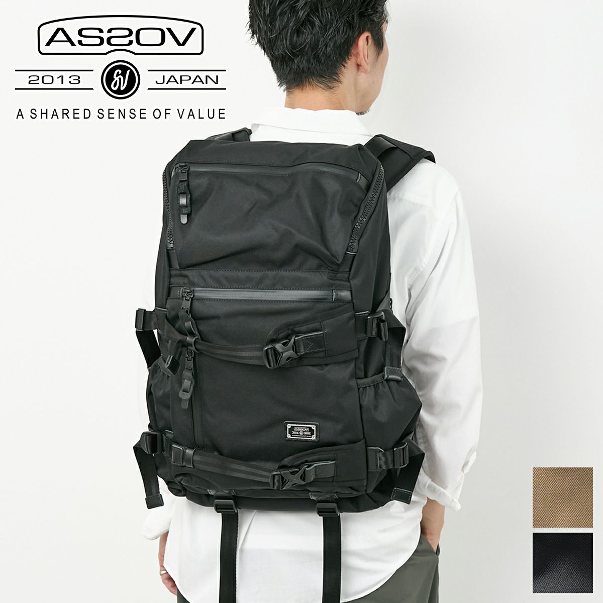 AS2OV アッソブ CORDURA DOBBY 305D コーデュラ ドビー305D ラウンドジップ バックパック 061409