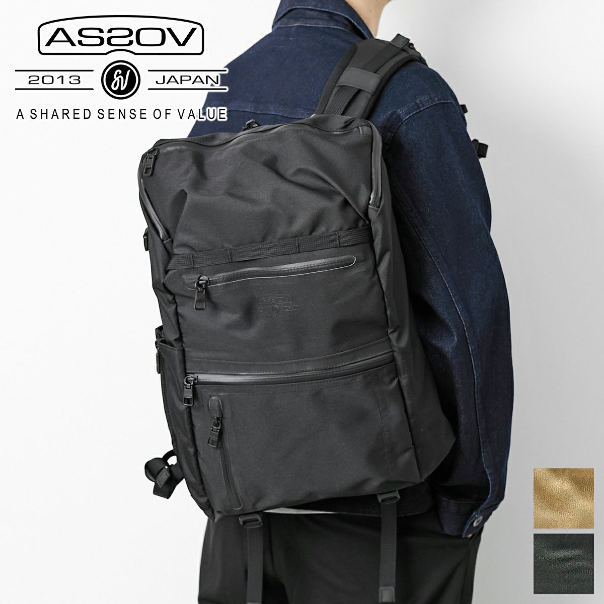 AS2OV アッソブ 3LAYER CORDURA 305D ウォータープルーフコーデュラ 305D ラウンドジップ バックパック 141612