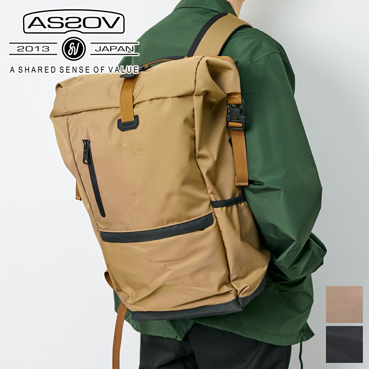 AS2OV アッソブ 3LAYER CORDURA 305D ウォータープルーフコーデュラ 305D 2WAYロールバッグ 141609