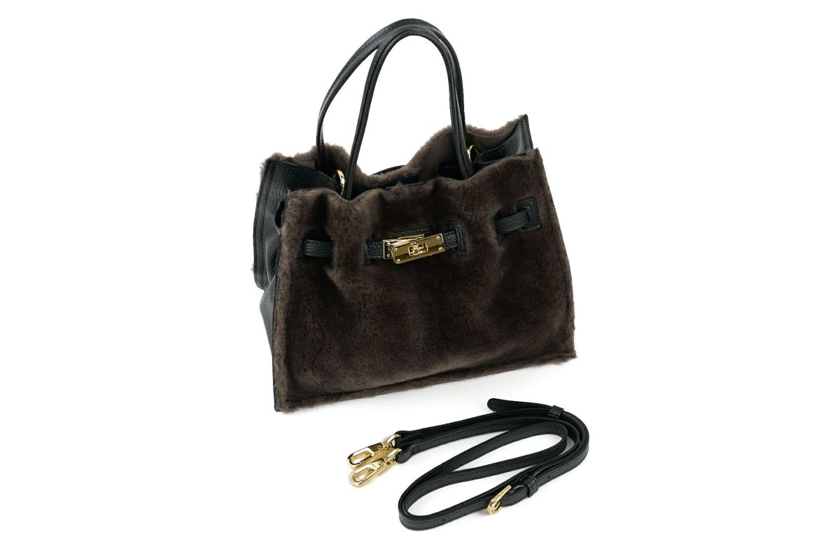 VIOLAd'ORO ヴィオラドーロ ELMO エルモ トートバッグ エコファー Wフェイスムートン V-8782