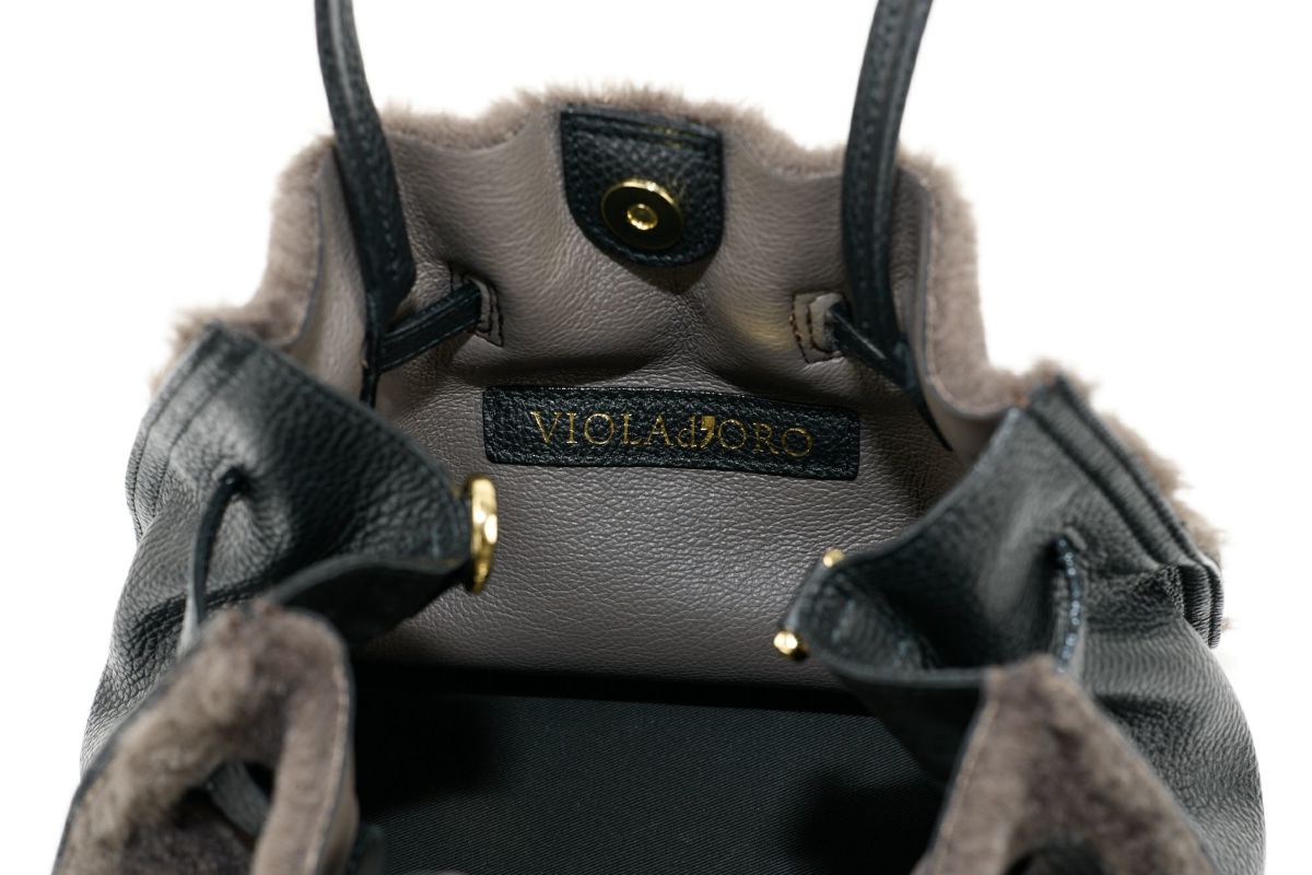 VIOLAd'ORO ヴィオラドーロ ELMO エルモ トートバッグ エコファー Wフェイスムートン V-8782