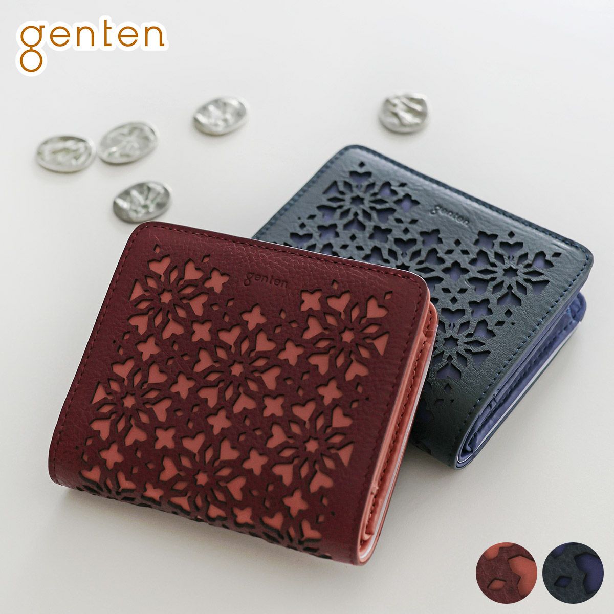 genten ゲンテン Kaleido カレイド 小銭入れ付き二つ折り財布 44811