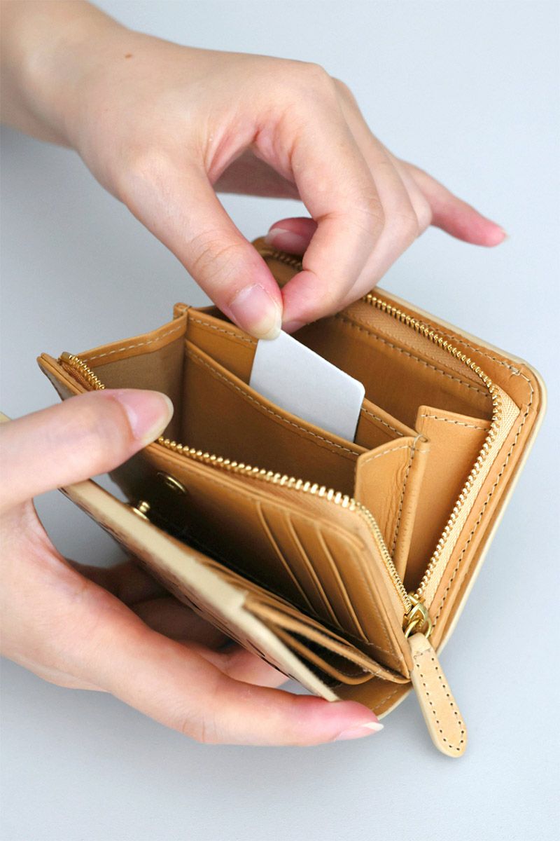 genten ゲンテン multicutwork mini マルチカットワーク ミニ小銭入れ付き二つ折り財布 44842