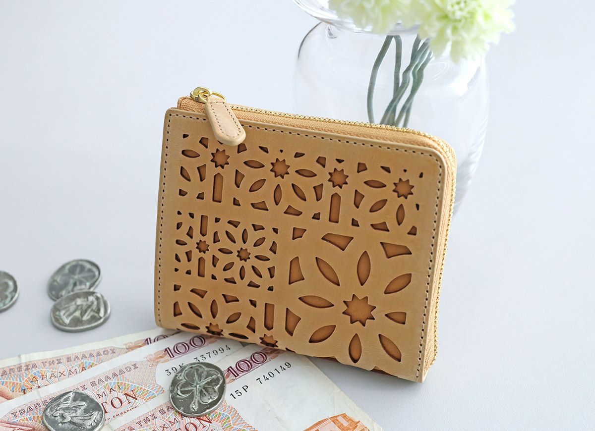 genten ゲンテン multicutwork mini マルチカットワーク ミニ小銭入れ付き財布（L字ファスナー式） 44843