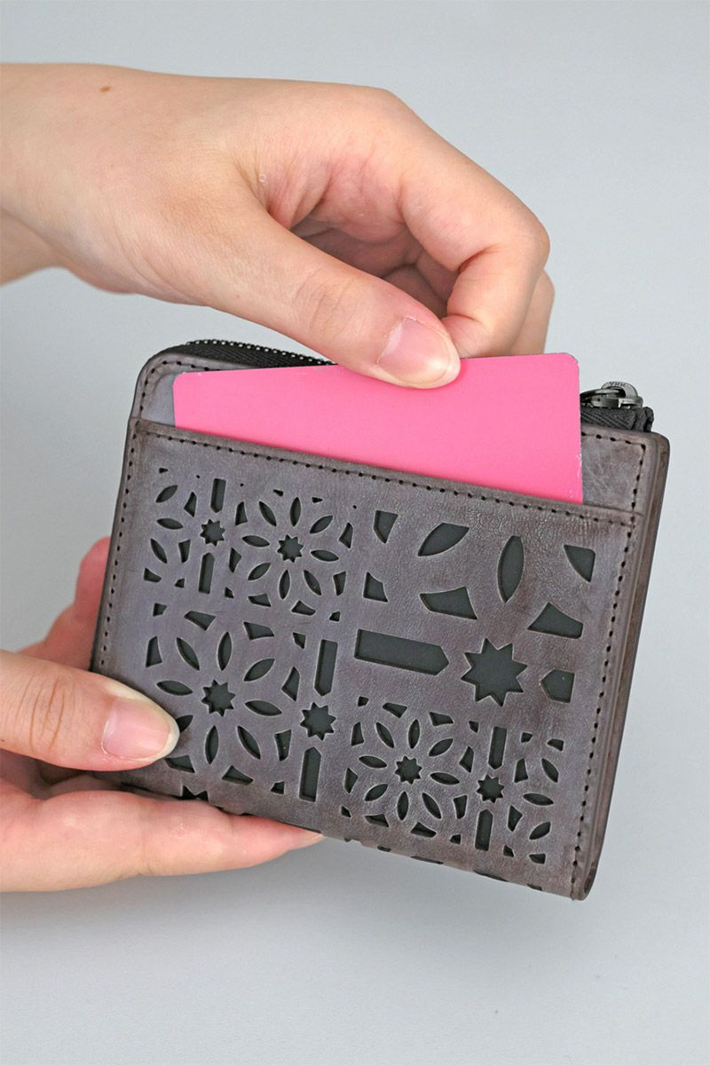 genten ゲンテン multicutwork mini マルチカットワーク ミニ小銭入れ付き財布（L字ファスナー式） 44843