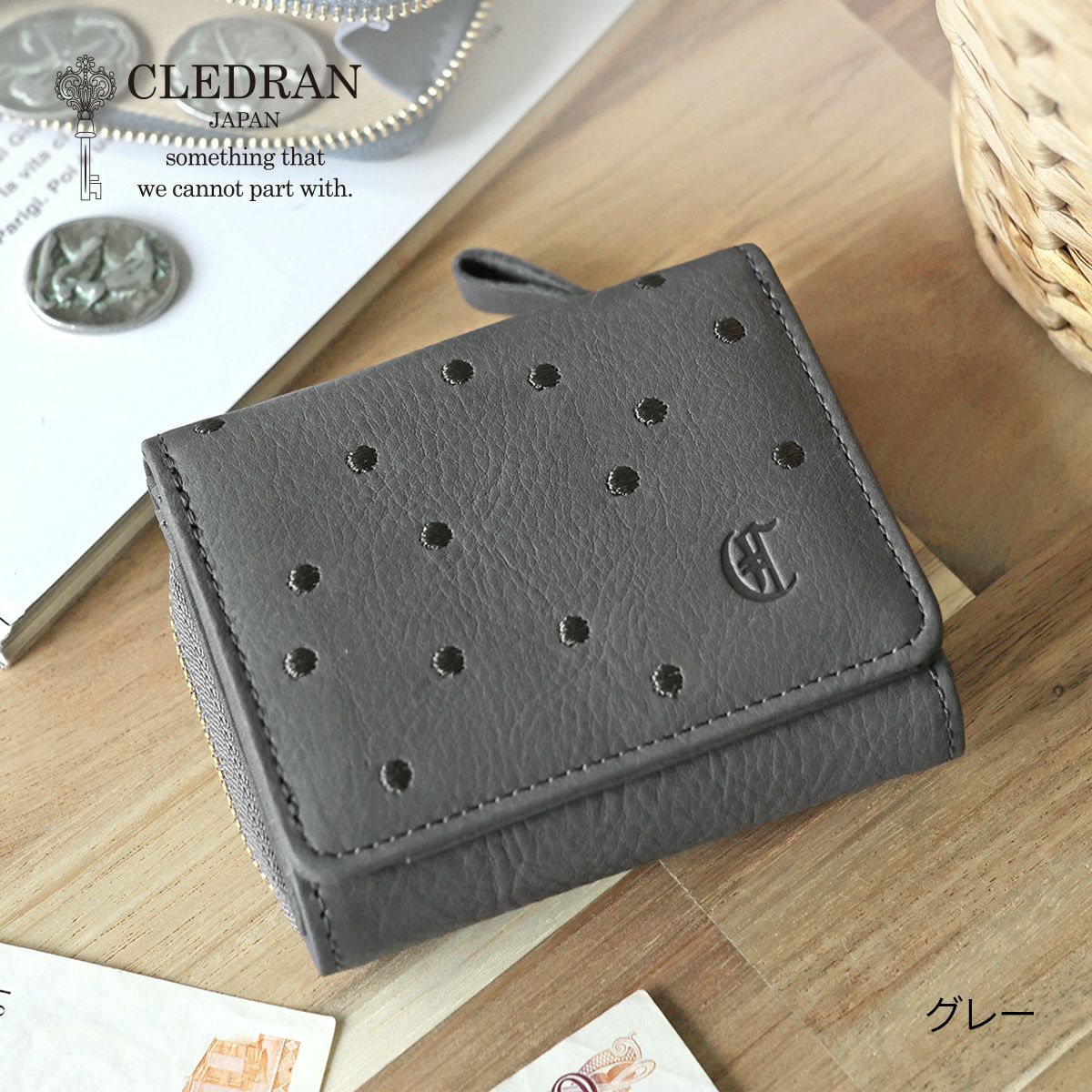 CLEDRAN クレドラン LIMA リマ 小銭入れ付き三つ折り財布 CR-CL3891
