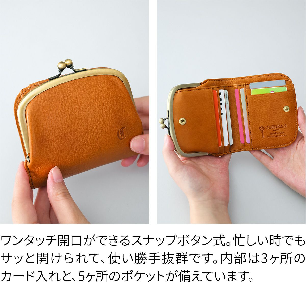 CLEDRAN クレドラン NOS ノス 小銭入れ付き二つ折り財布 CR-CL3906