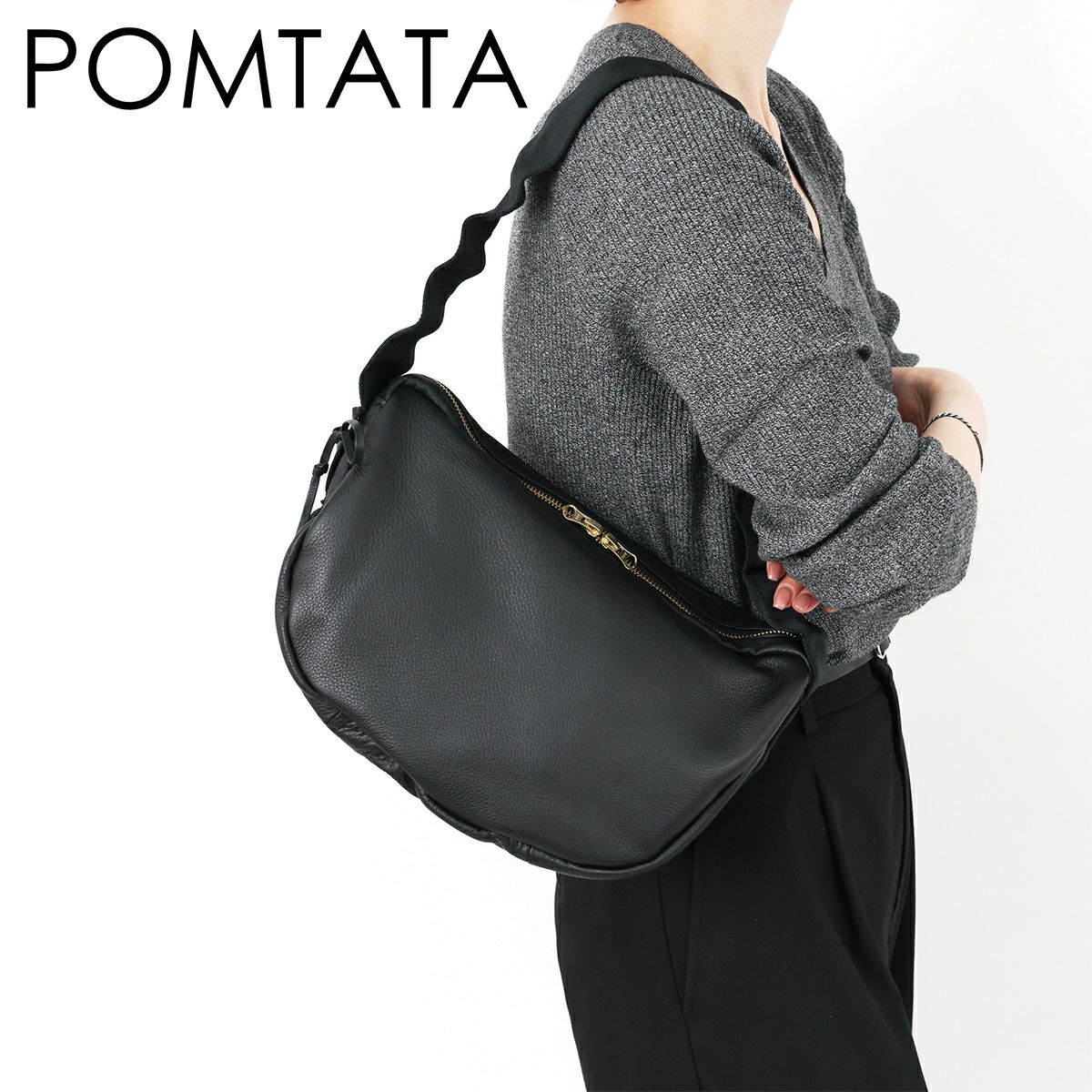 ポンタタ　グレー 丸型ハンドバッグ BAGS – POMTATA | ポンタタ Official Online Store