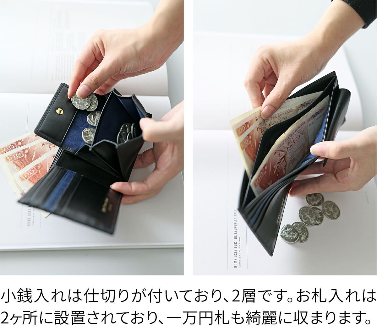 BAGGY PORT バギーポート KUROZAN 黒桟 小銭入れ付き二つ折り財布 ZYS-392