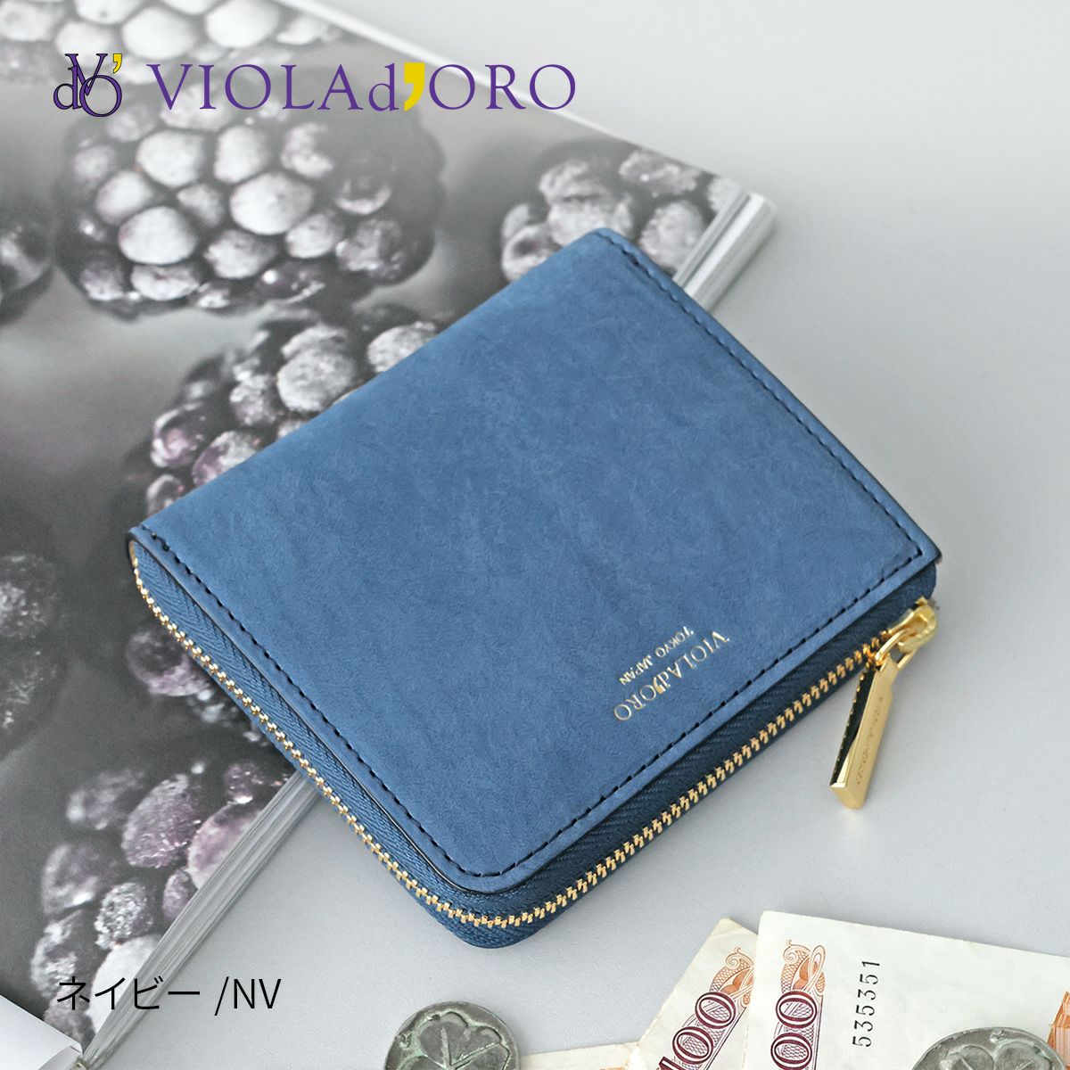 VIOLAd'ORO ヴィオラドーロ PORTA ポルタ 二つ折りL字型財布 V-5076