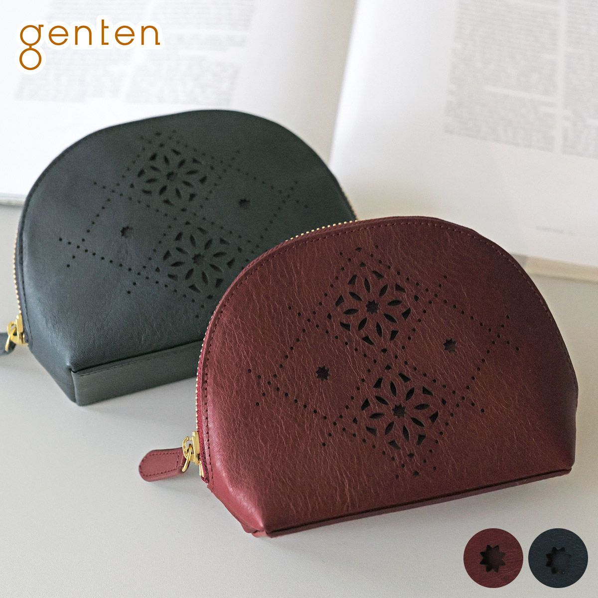 genten ゲンテン Argyle Cutwork アーガイルカットワーク ポーチ 44815