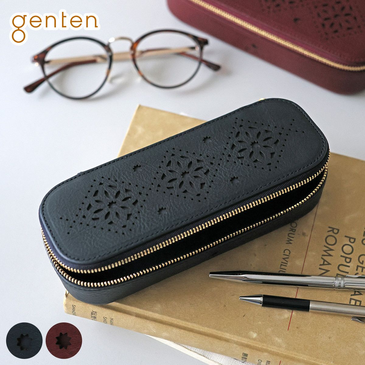 genten ゲンテン Argyle Cutwork アーガイルカットワーク メガネケース 44816