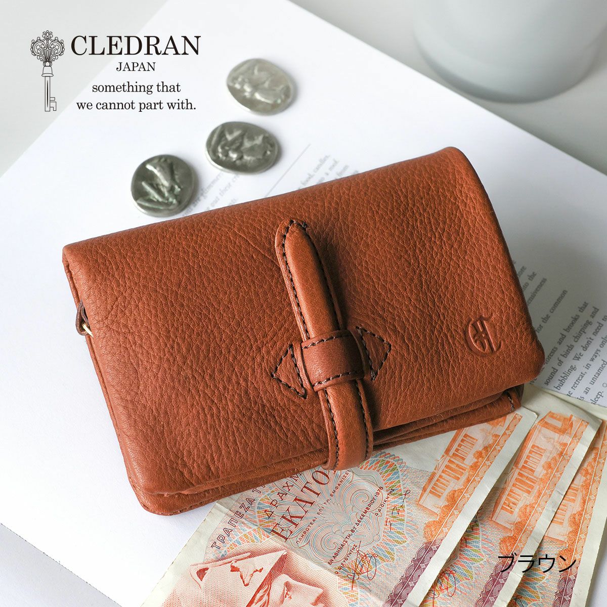 CLEDRAN クレドラン NOUVE ノーヴェ 小銭入れ付き二つ折り財布 CR-CL3955